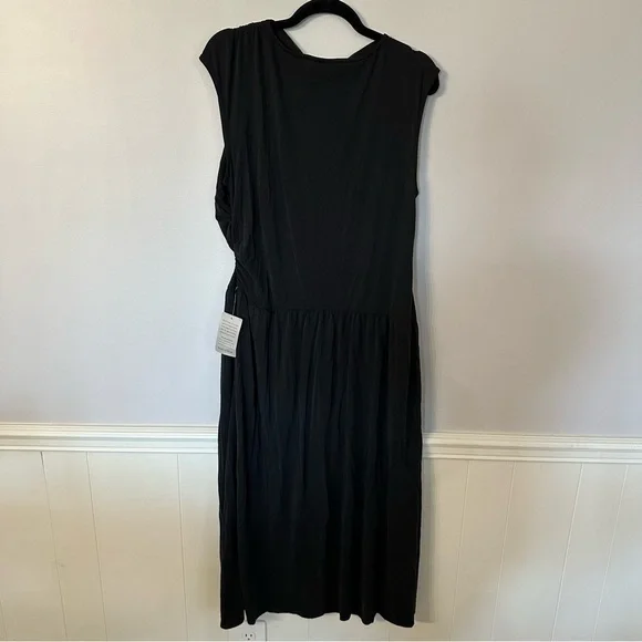Luxely at Nordstrom Women’s River Black Cap Sleeve Draped Top Dress Sz XL NWT